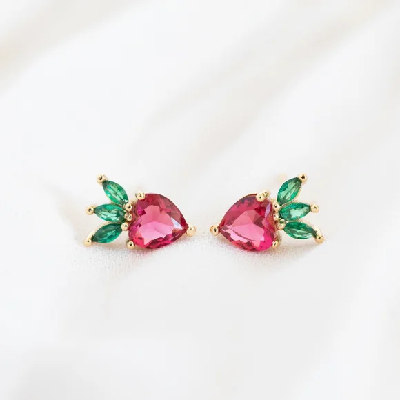 Sweet Strawberry Studs (S925) - Only 3 left! - Picture 2 of 9